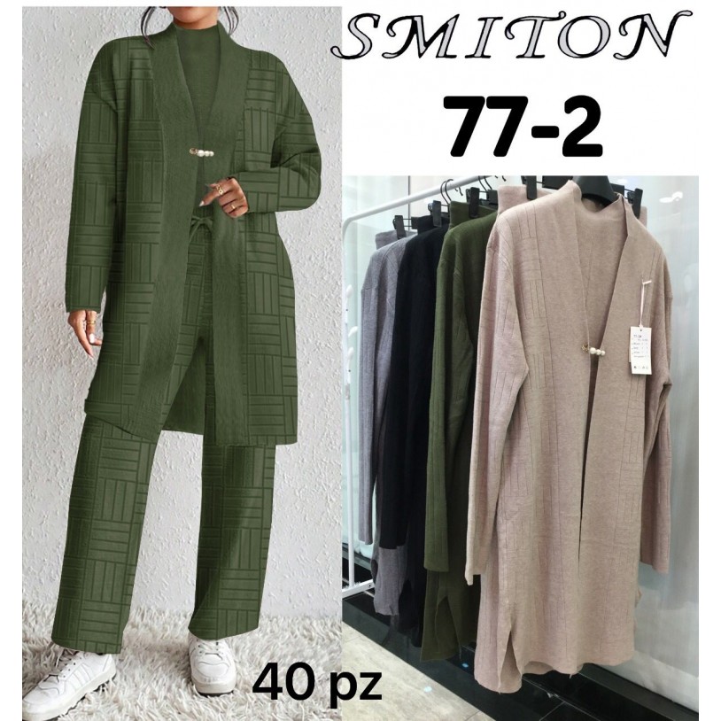 Women's Three-Piece Cardigan, Top, and Trousers Set - SMITON 77-2