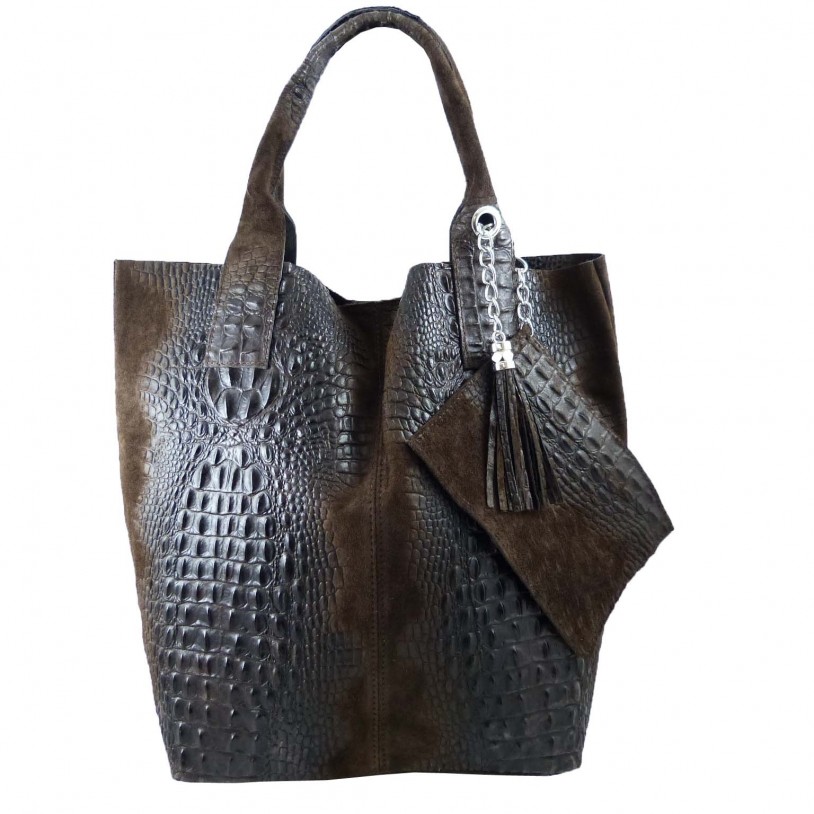 Shoulder bag made of calf leather in crocodile pattern SHCC2020