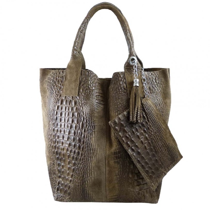 Shoulder bag made of calf leather in crocodile pattern SHCC2020