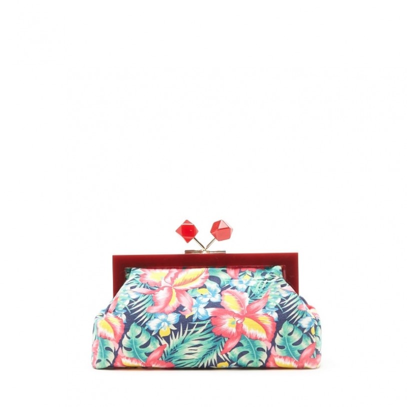 Ladies evening bag with flower print Lookat SHLK16808