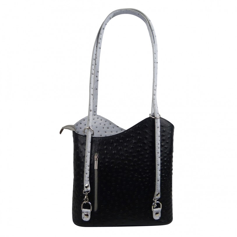 Ladies shoulder bag backpack made of cowhide in ostrich embossed SHST1707