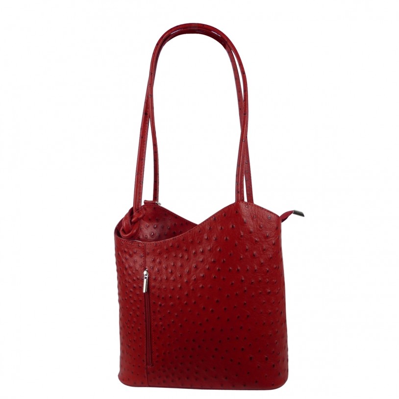 Ladies shoulder bag backpack made of cowhide in ostrich embossed SHST1707