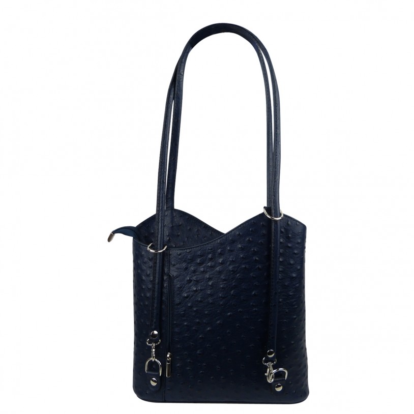 Ladies shoulder bag backpack made of cowhide in ostrich embossed SHST1707