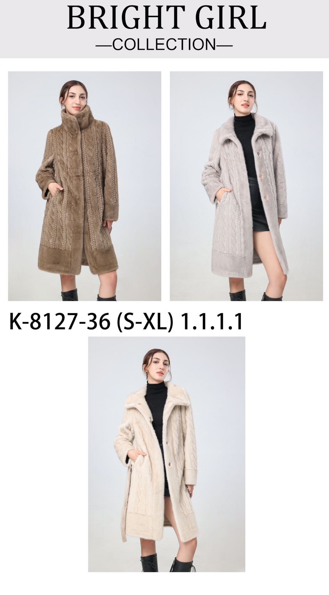 K-8127 - Women’s Faux Fur Knit Coat