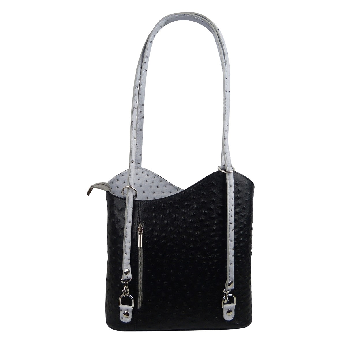 Ladies shoulder bag backpack made of cowhide in ostrich embossed SHST1707