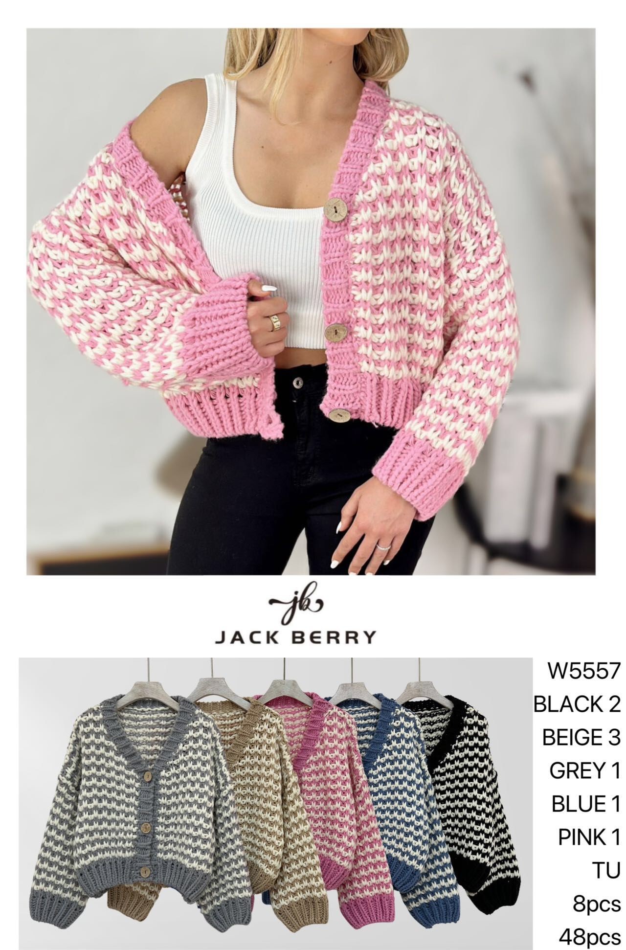Chunky Knit Cardigan - W5557 by Jack Berry