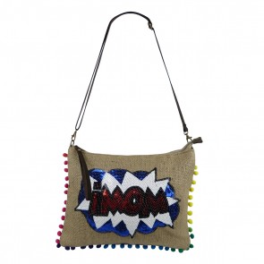 Italian coffee sack bag with leather handles SHC128